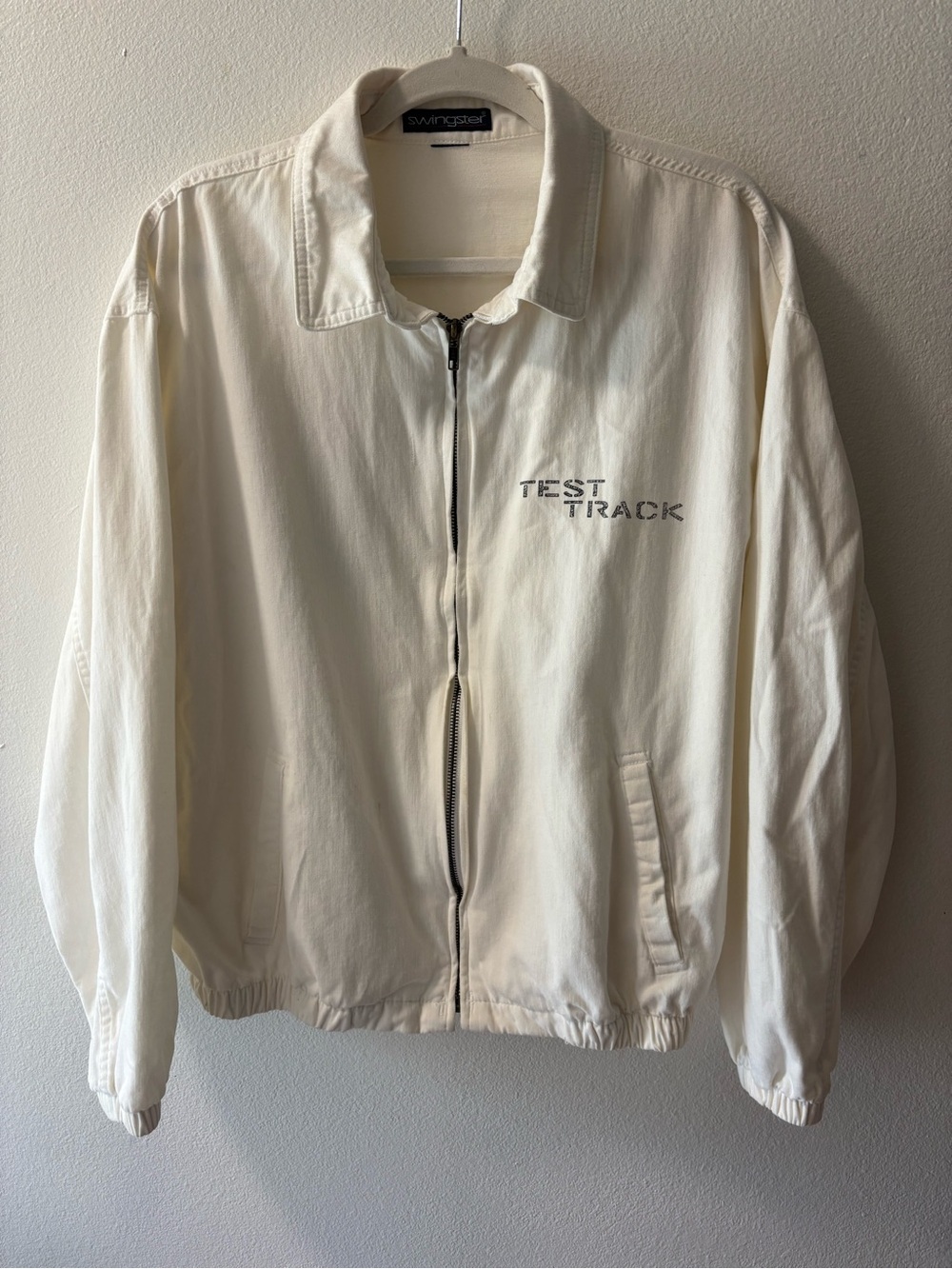 Vintage Swingster 'Test Track' White Zip Front Jacket, Epcot, Disney